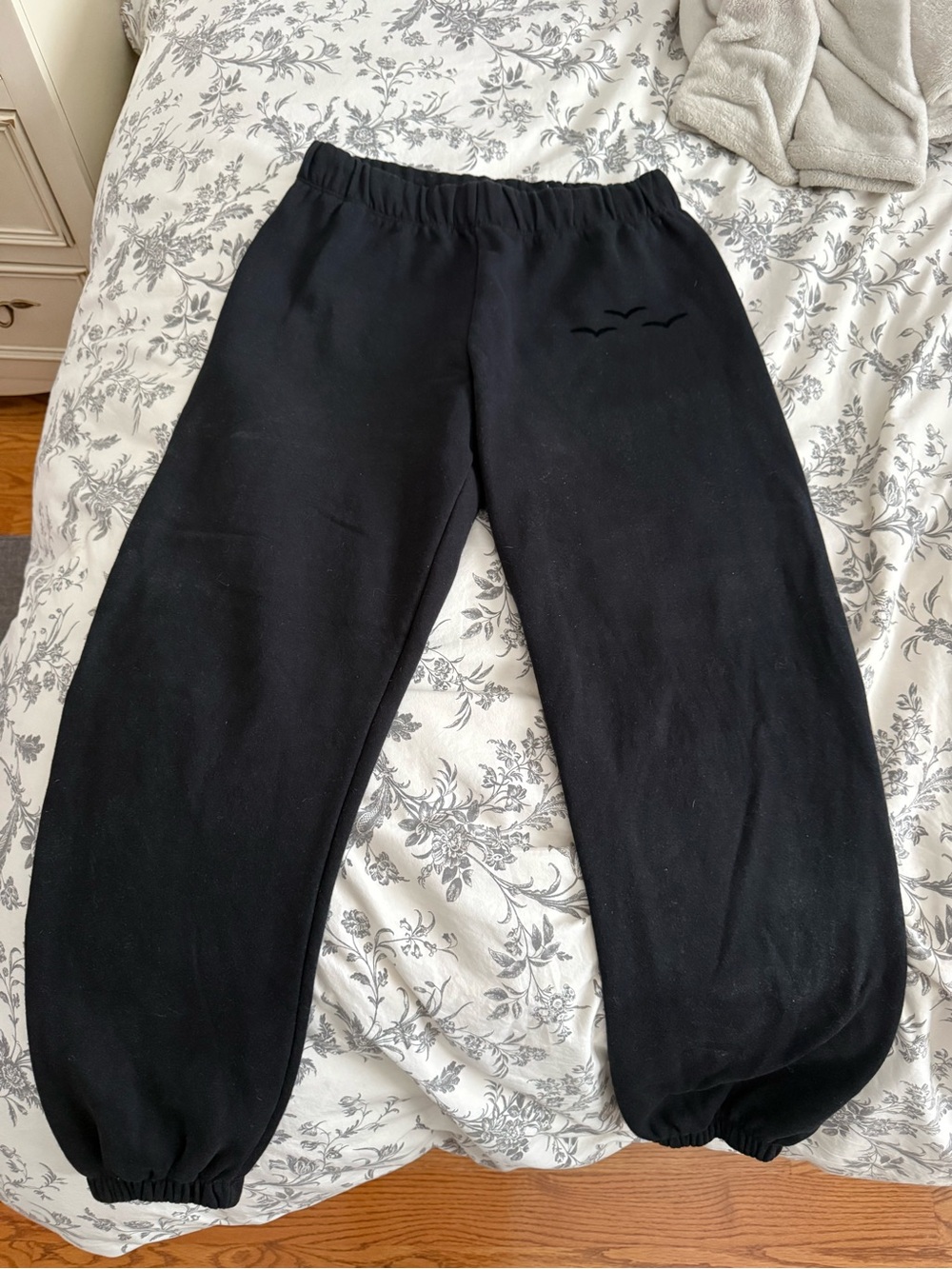 Women's Black Cozy Track Pants with Elastic Cuffs